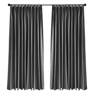 Fine Light Gray Velvet Curtain Drapes 6