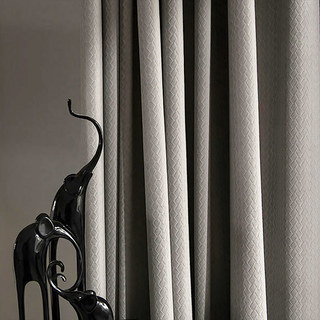 Scandinavian Basketweave Textured Morandi Gray Velvet Blackout Curtain Drapes 2