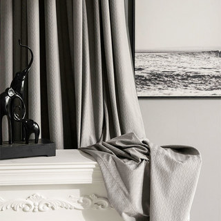 Scandinavian Basketweave Textured Morandi Gray Velvet Blackout Curtain Drapes 3