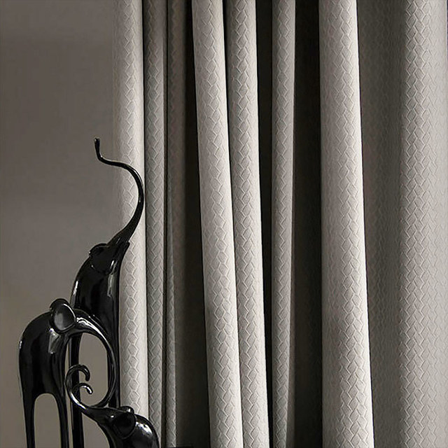 Scandinavian Basketweave Textured Morandi Gray Velvet Blackout Curtains 1