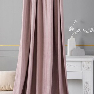 Scandinavian Basketweave Textured Pink Velvet Blackout Curtain Drapes