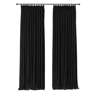 Smooth Onyx Black Velvet Curtain Drapes 6