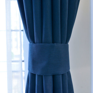 Zigzag Twill Navy Blue Blackout Curtain Drapes 6