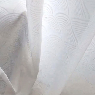 Rolling Hills Art Deco White Jacquard Shell Pattern Sheer Curtain 4