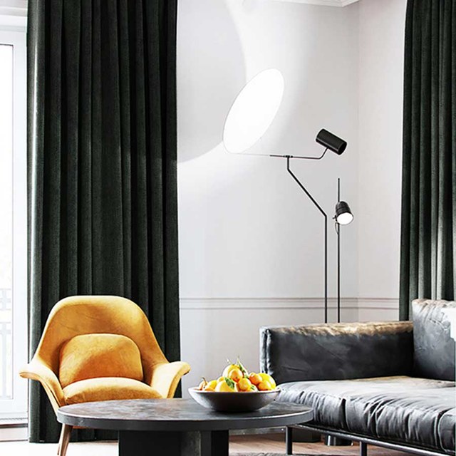 Exquisite Matte Luxury Charcoal Black Chenille Curtain 1