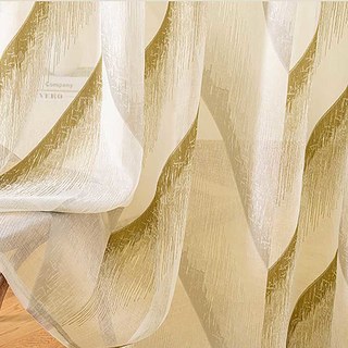 New Wave Jacquard Gold Modern Geometric Sheer Curtain 3