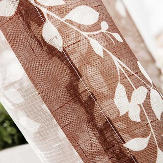 Pascal Brown Vine Print Semi Sheer Curtain 5