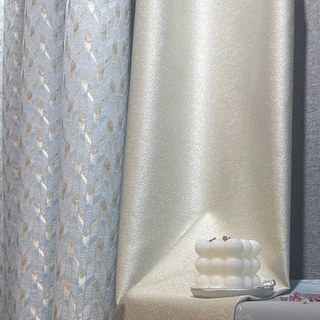 Alpine Luxury Jacquard Ice Blue Geometric Curtain with Gold Details 5