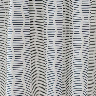 Dreamweaver Jacquard Stripe & Wave Hygge Navy Blue Curtain 2