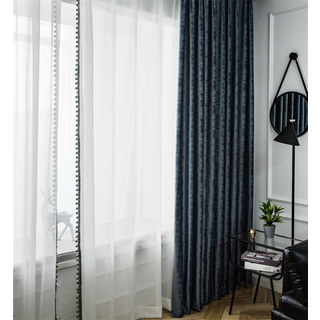 Premium Textured Haze Blue Velvet Curtain 2