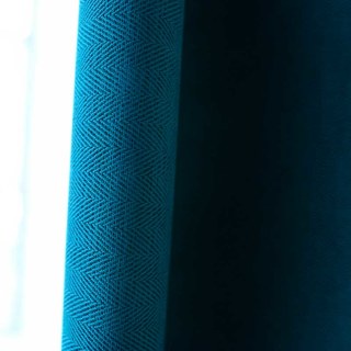 Zigzag Twill Teal Blue Blackout Curtain 3