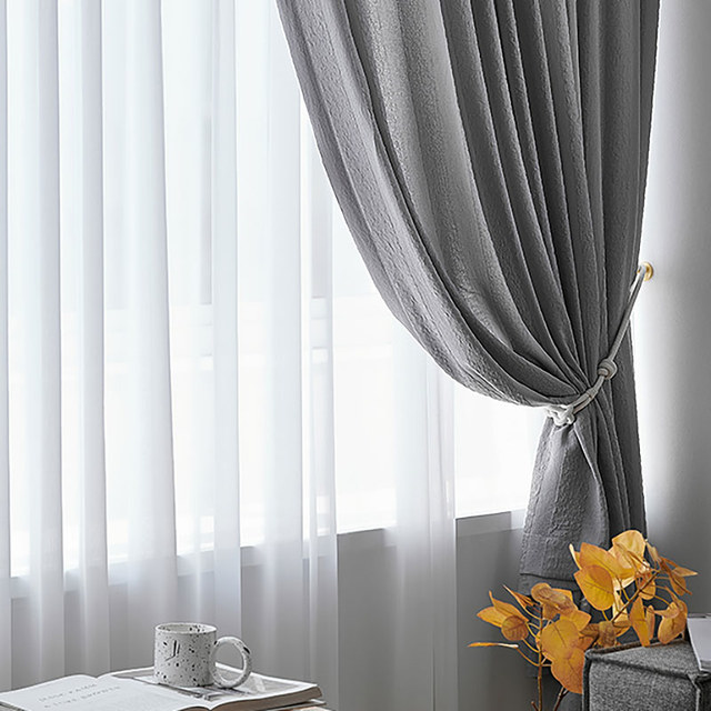Funkier Gray Crushed Sheer Curtain With Bold Stripes