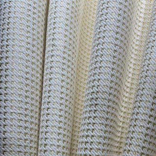 Gilded Houndstooth Ivory White Geometric Chenille Curtain with Gold Glitters