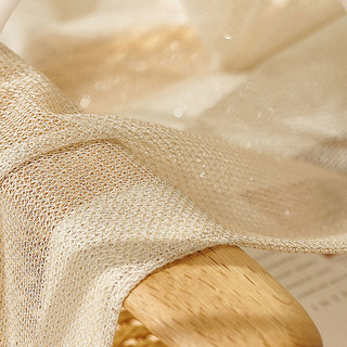 Golden Pond Cream Champagne Glittering Mesh Net Curtain 3