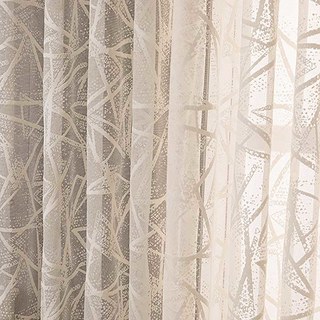 Love Triangles Ivory White Geometric Lace Net Curtain 2
