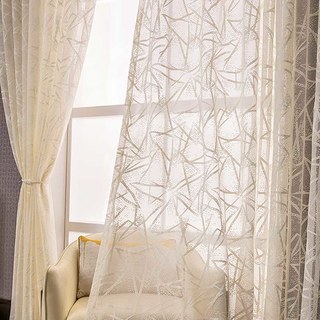 Love Triangles Ivory White Geometric Lace Net Curtain 3
