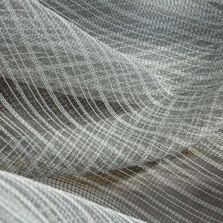 Moonlight Ash Grey Glittering Checked Grid Net Curtain