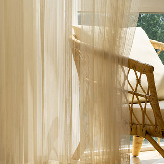 Moonlight Silver-Strand Cream Glittering Mesh Net Curtain