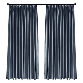 Fine Cadet Blue Velvet Curtain Drapes