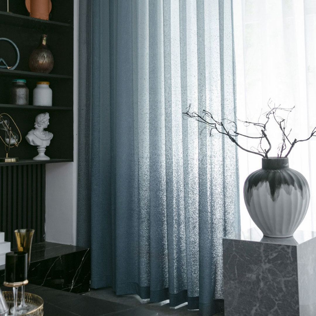 Haze Blue Ombre Mesh Net Curtain