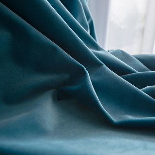 Lustrous Microfiber Teal Blue Velvet Curtain Drapes 7