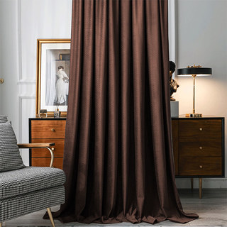 Scandinavian Basketweave Dark Brown Embossed Velvet Blackout Curtains 1