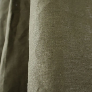 Shabby Chic Olive Green 100% Flax Linen Curtain 2