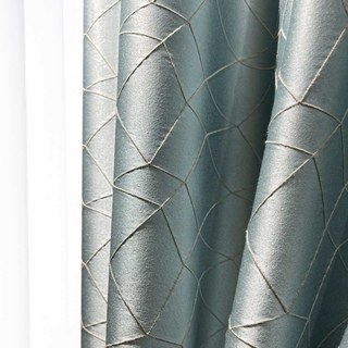 Capriccio Luxury 3D Jacquard Geometric Duck Egg Blue Curtain Drapes