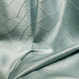 Capriccio Luxury 3D Jacquard Geometric Duck Egg Blue Curtain Drapes 4