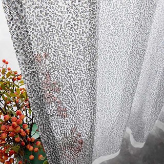 Galaxy Black & Silver Sequin Sparkling Ombre Sheer Curtain 3