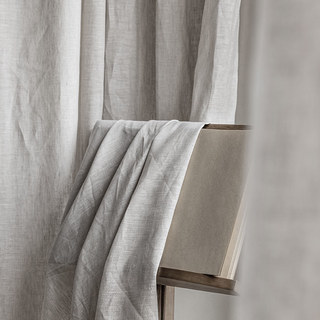 Shabby Chic Oatmeal Natural Color 100% Flax Linen Curtain 4