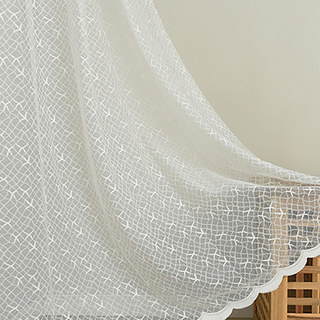 Star Struck White Lace Net Curtain with Scalloped Edge 4