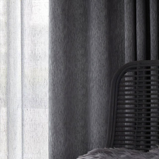 Silk Waterfall Subtle Textured Striped Shimmering Charcoal Black Curtain
