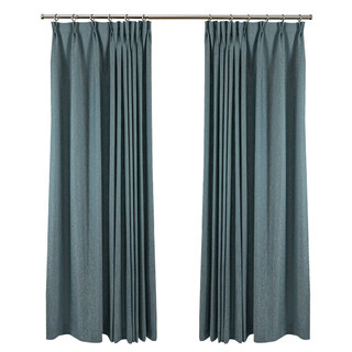 Silk Waterfall Subtle Textured Striped Shimmering Haze Blue Curtain 4