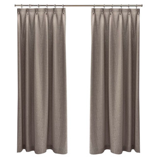 Silk Waterfall Subtle Textured Striped Shimmering Taupe Grey Curtain 4