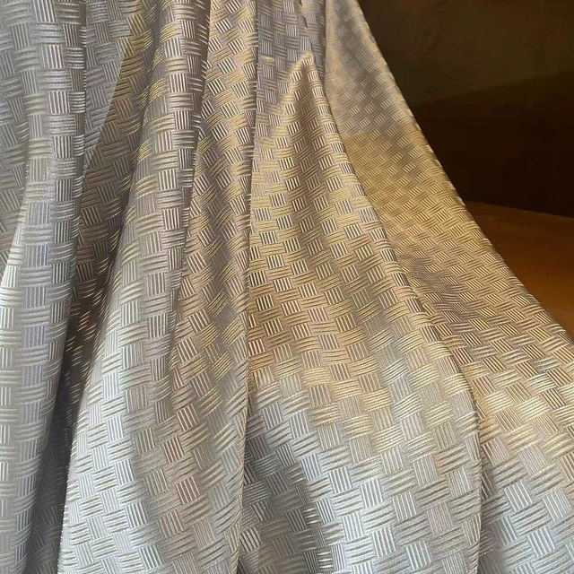 Twilight Luxury Jacquard Basketweave Silver Grey Curtain 1