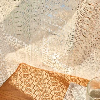 Bohemian Cream Geometric Lace Net Curtain 3