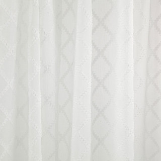 Diamond Veil Ivory White 3D Jacquard Checked Geometric Sheer Curtain