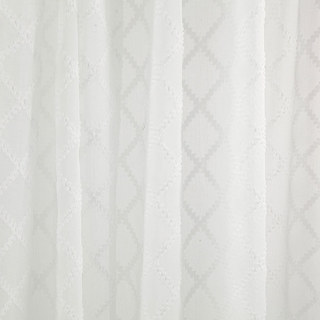Diamond Veil Ivory White 3D Jacquard Checked Geometric Sheer Curtain