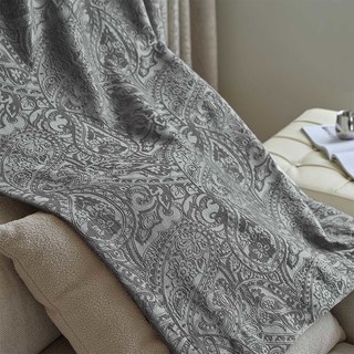Enchanting Paisley Luxury Jacquard Grey Blackout Curtain 2