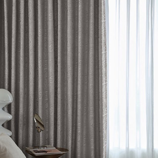 Enchanting Paisley Luxury Jacquard Grey Blackout Curtain 4