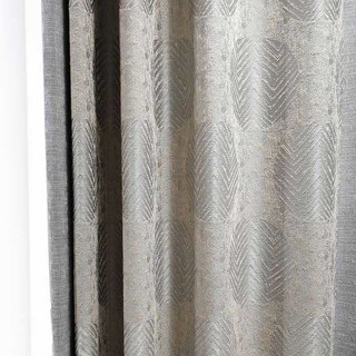 Leaf Dance Luxury Jacquard Taupe Silver Grey Curtains