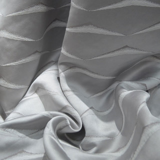 Whitecaps Luxury Jacquard Geometric Ash Gray Curtain 3
