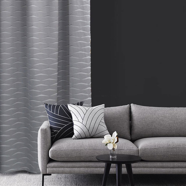 Whitecaps Luxury Jacquard Geometric Ash Gray Curtain 1