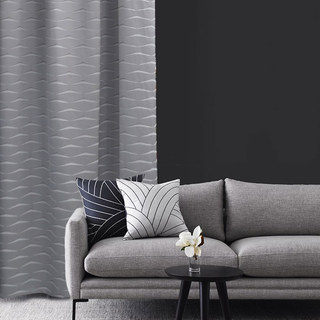 Whitecaps Luxury Jacquard Geometric Ash Gray Curtain 1