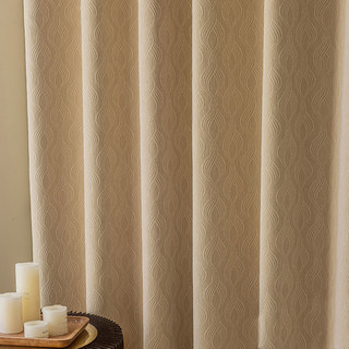 Graceful Ogee Chenille Geometric Mocha Light Brown Blackout Curtain 2