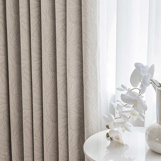 Spring Leaf Jacquard Patterned Cream Blackout Curtain