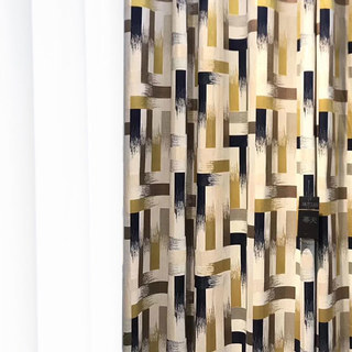 Abstract Strokes Luxury Jacquard Geometric Curtain 2