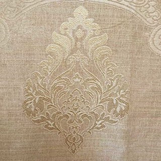 Elite Luxury Chenille Damask Gold Cream Curtain 5