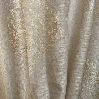 Elite Luxury Chenille Damask Gold Cream Curtain